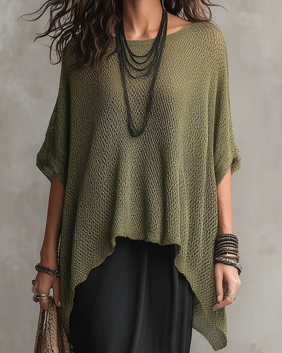 Solid Color Irregular Loose Pullover