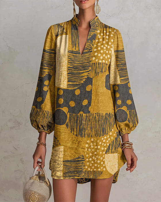 Casual V-Neck Printed Dress