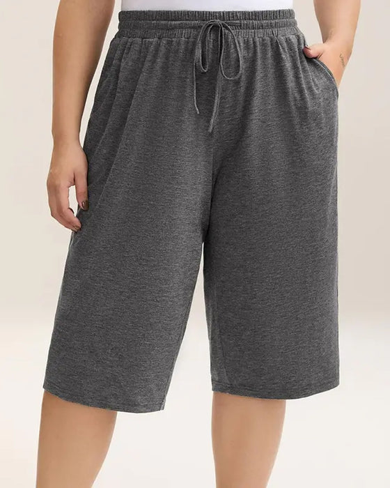 Solid Color Drawstring Shorts