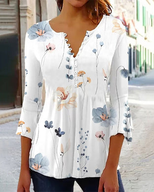 Floral print three quarter sleeve top