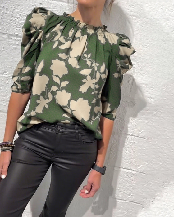 Puff Sleeve Ruffle Blouse