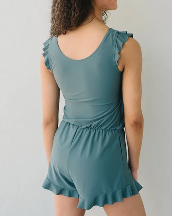 One-piece swimsuit with built-in bra