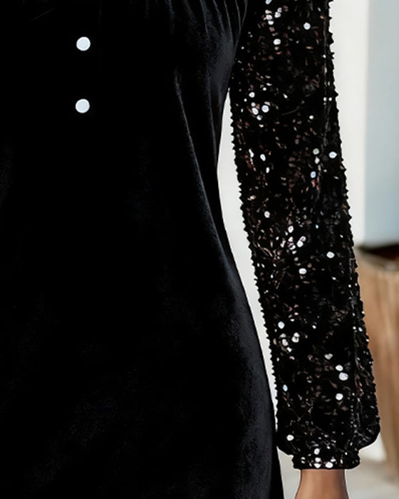 Sequined Velvet Patchwork Dress