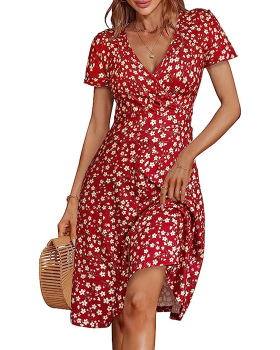 Floral print v-neck dress