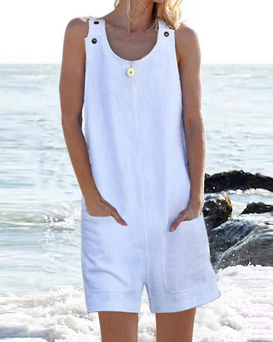 Solid Color Casual Jumpsuit