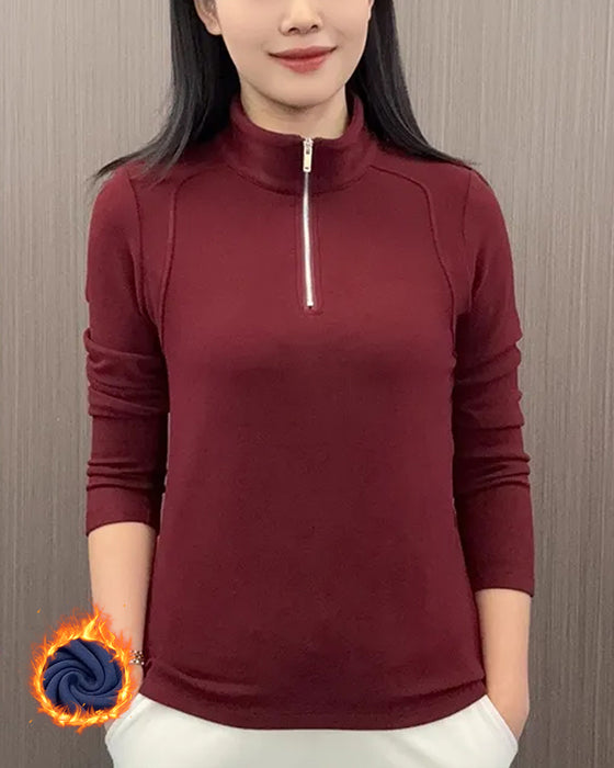 Half Zip Fleece Long Sleeve Top