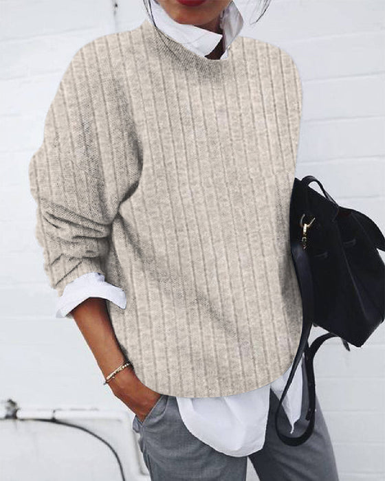 Solid color casual long sleeve tops