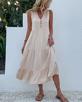 Solid color sleeveless casual dress