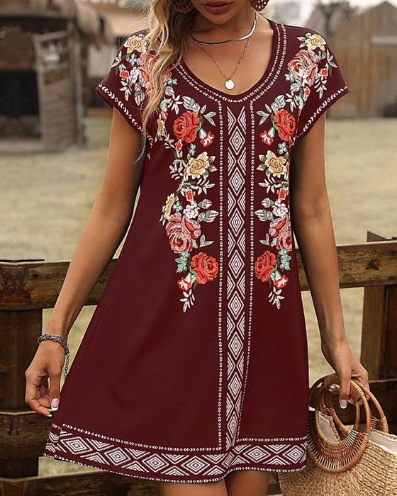 Printed Short sleeve casual dress