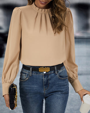 Stand collar solid color top