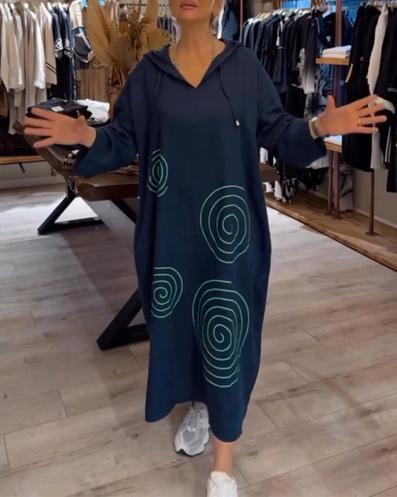 Hooded Long Sleeve Loose Dress