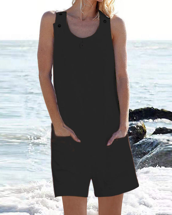 Solid Color Casual Jumpsuit