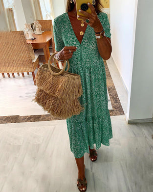 Floral print v-neck dress