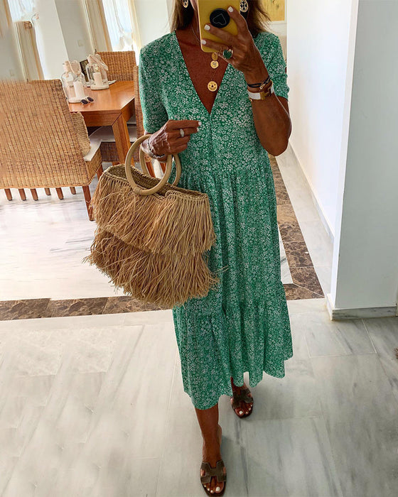 Floral print v-neck dress