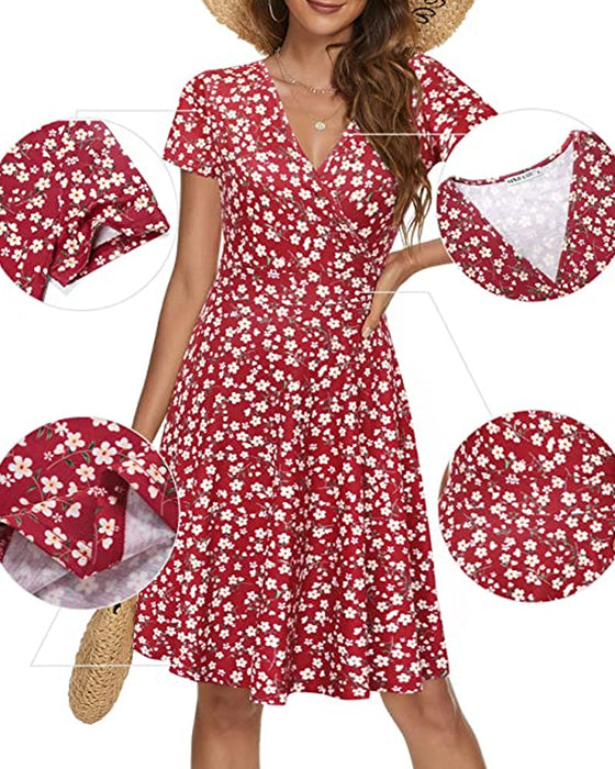 Floral print v-neck dress