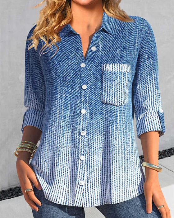 Breasted Blouses with pocket