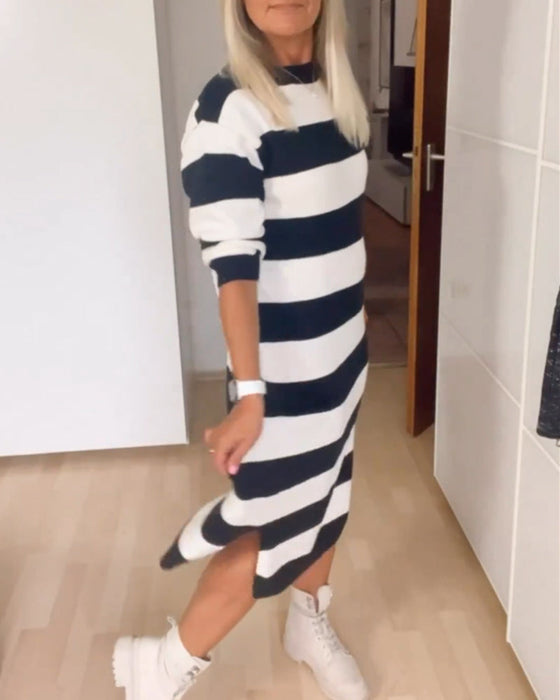 Round Neck Striped Dress