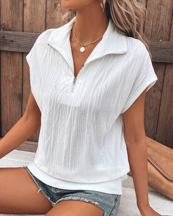 Simple lapel solid color blouse