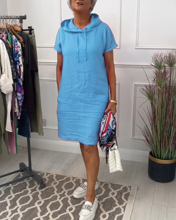 Hooded short sleeve casual dress