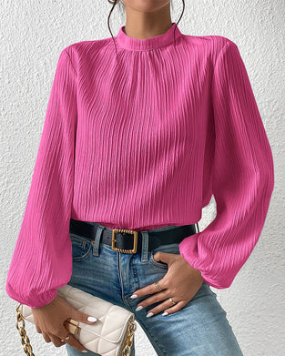 Puff sleeve solid color elegant blouse
