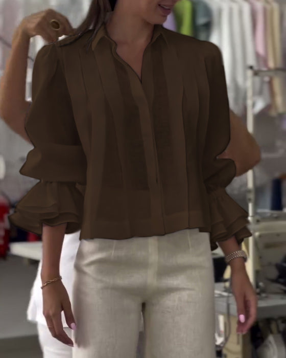 Puff Sleeve Ruffle Shirt