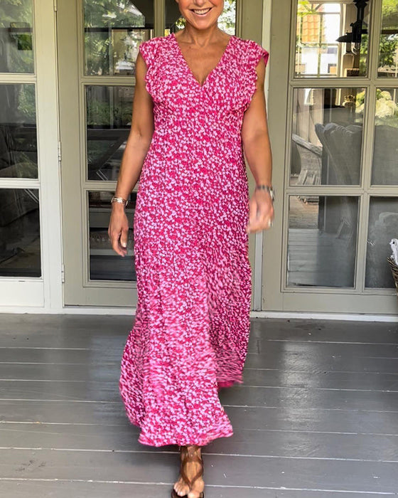 V-neck sleeveless floral dress