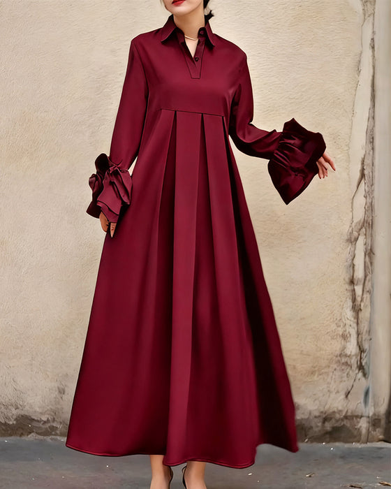 Fashion Shirt Collar Flared Dress