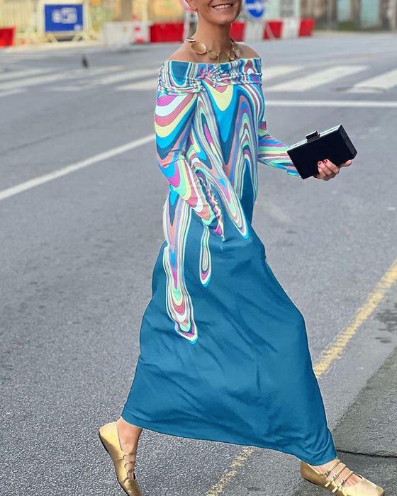 Long sleeve off shoulder elegant maxi dress