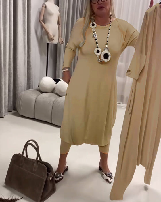 Solid Color Long Sleeve Casual Jumpsuit