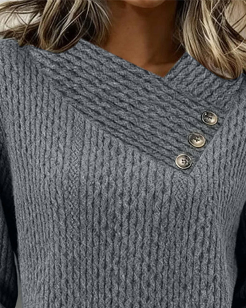 Casual Long-Sleeved Solid Color Sweatshirt