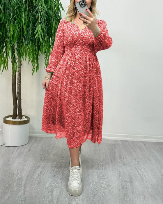 Printed elegant button dress
