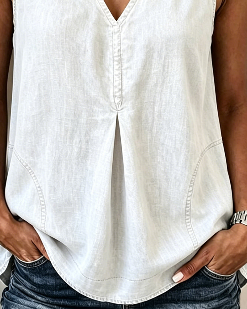 V-Neck Denim Tank Top
