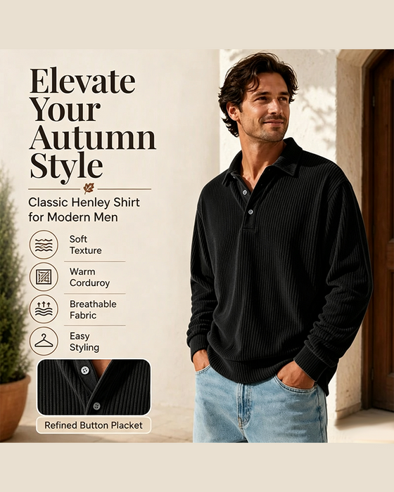 Men's Lapel Button Stripe Pullover Sweatshirt