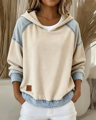 Contrast Pocket Hooded Long Sleeve Sweatshirt