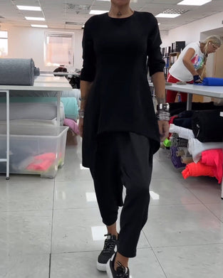 Round neck mid-length sweatshirt