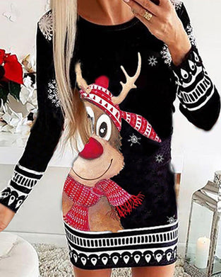 Christmas Moose Print Dress