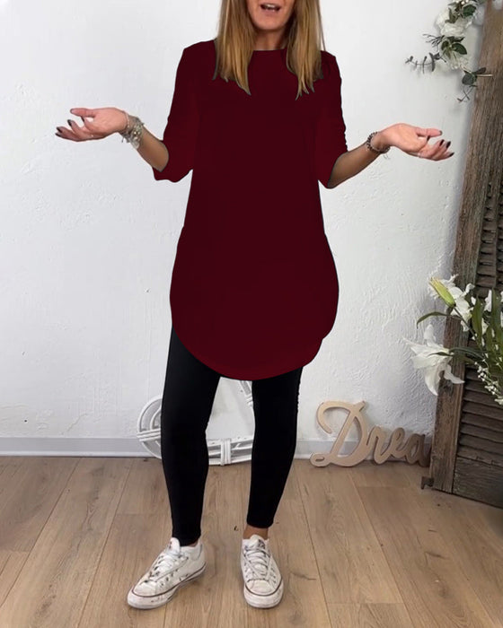 Mid-Length Top Mit Crew Neck