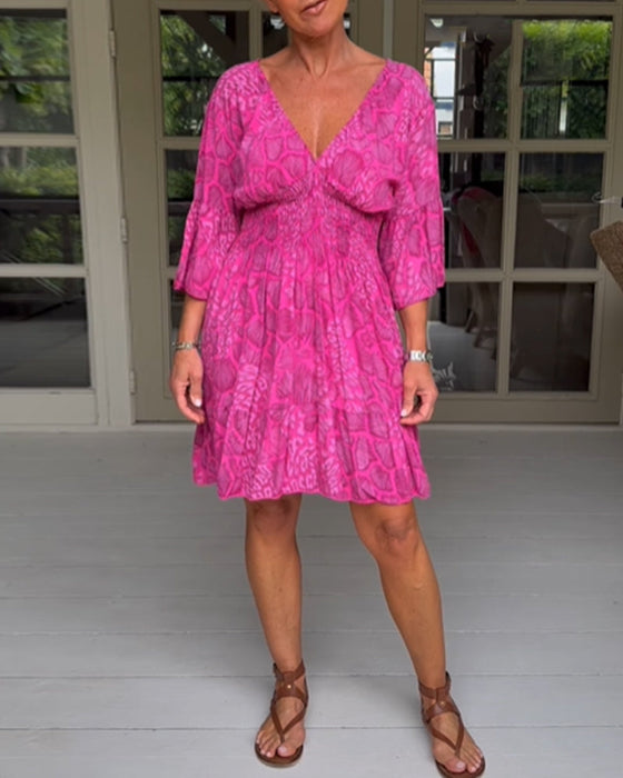 Printed 3/4 sleeve dress