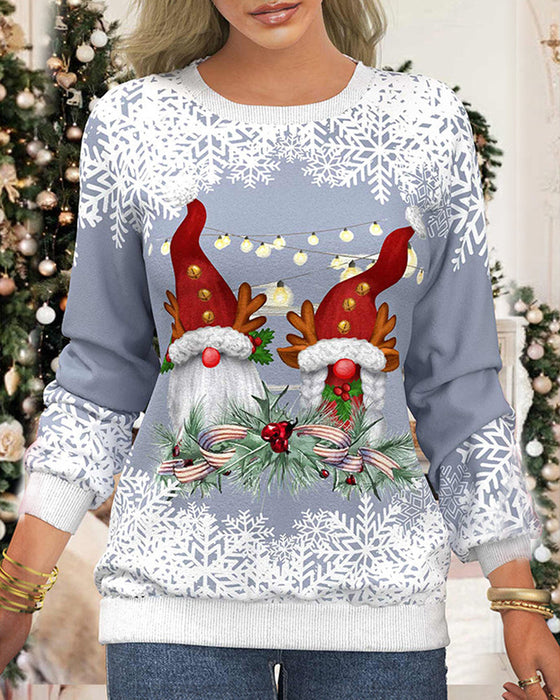 Christmas sweater with snowflake print and raglan sleeves