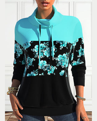 Floral print drawstring sweatshirt