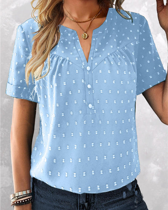 V-neck button down T-shirt