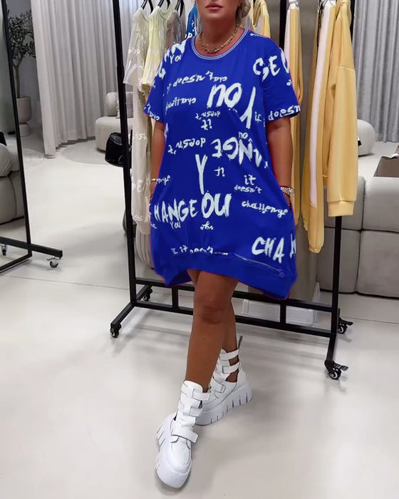Loose Letter Print Dress