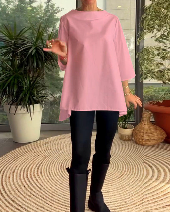 Solid color commuting top