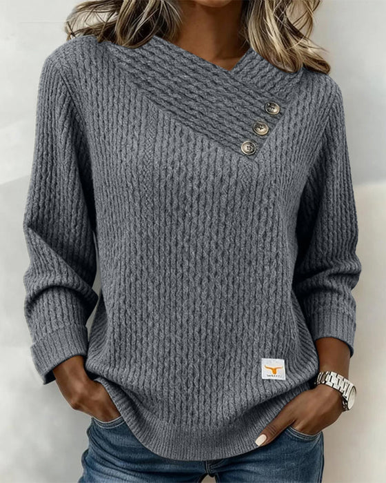 Casual Long-Sleeved Solid Color Sweatshirt
