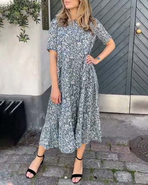 Short sleeve floral print dress