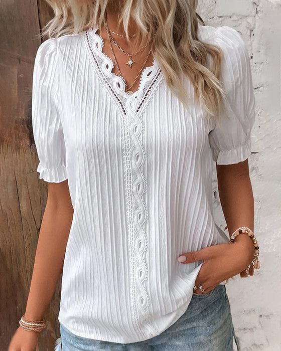 V Neck Elegant Lace Top