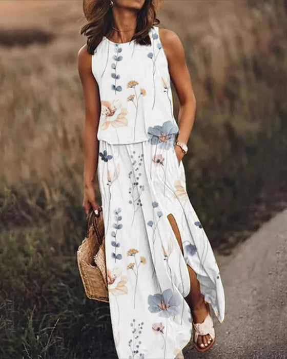 Sleeveless Dress in Floral Print