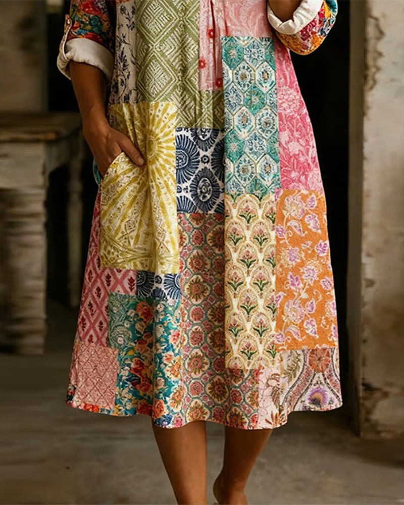 Patchwork Print Dress