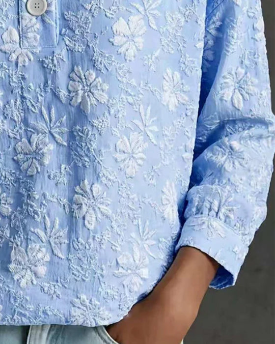 Mock Neck Button Fashion Blouse