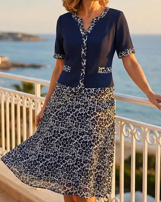 Patchwork Floral Top + Floral Skirt Set